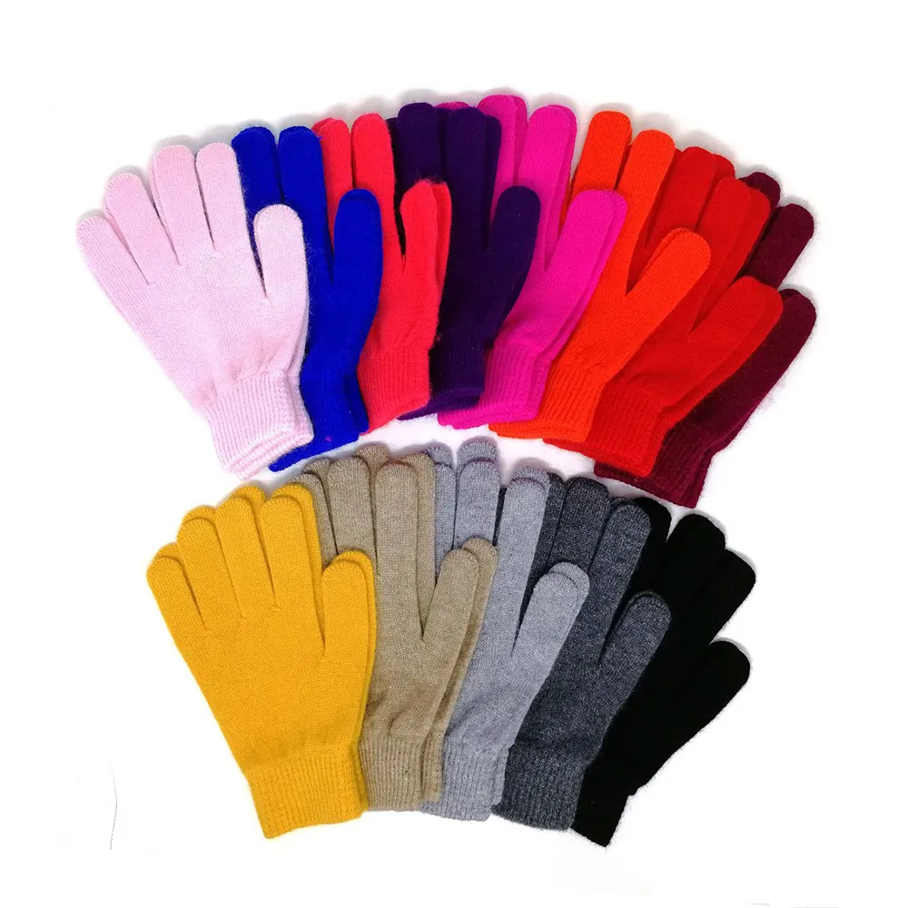 Pure Cashmere Women Full Fingers Gloves Ladies Knitted Gloves Mittens, Made in Inner Mongolian