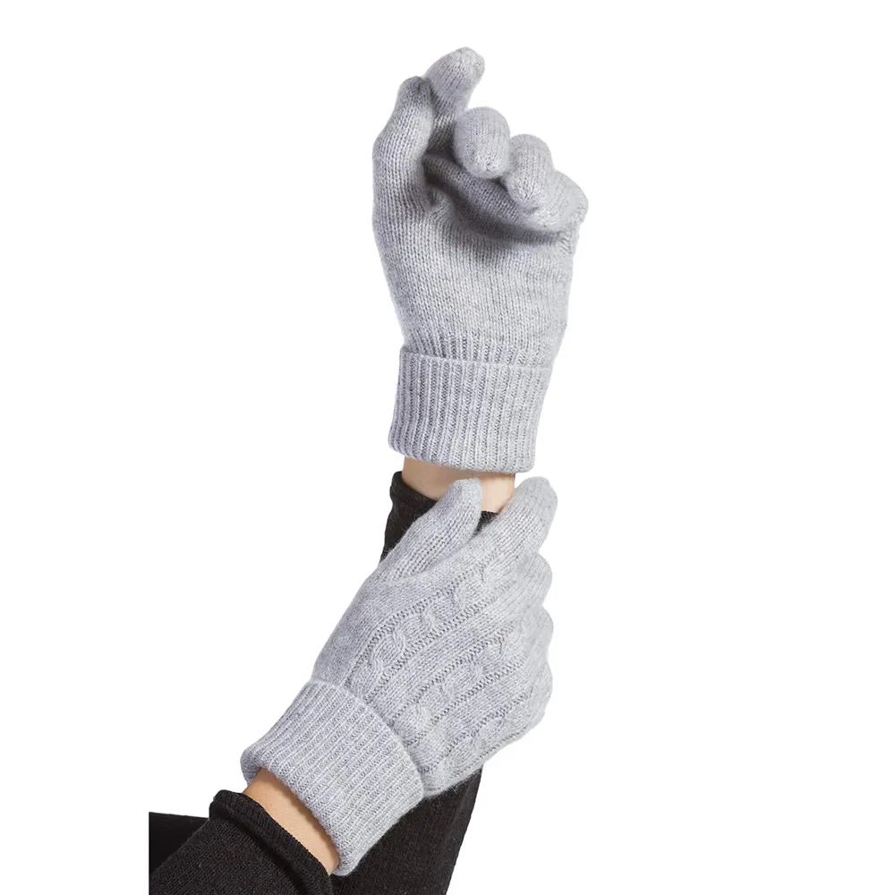 Women's 100% Pure Cashmere Gloves Cable Knit Design