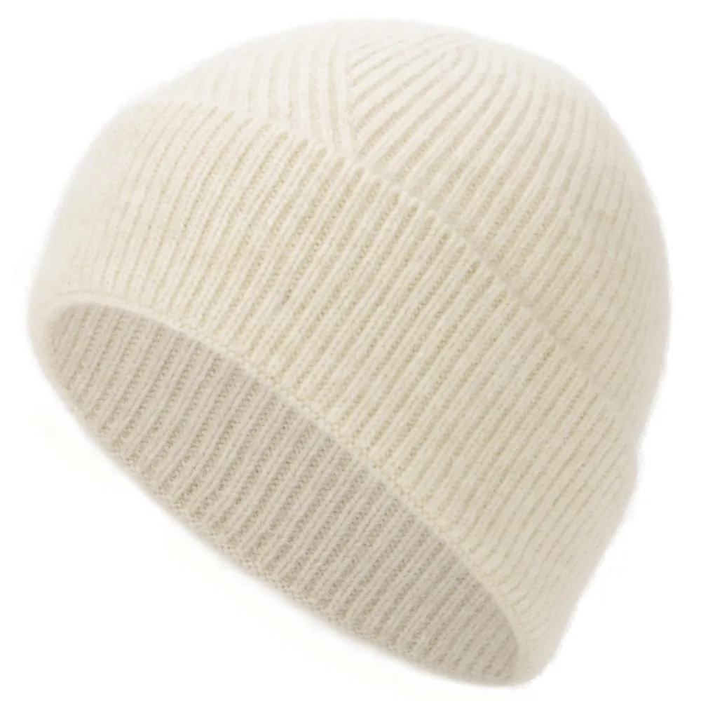 Men & Women Cashmere Blend Beanie Hat Soft Lightweight Warm Winter Ribbed Cuffed & Cuffless Knit Beanie Hat