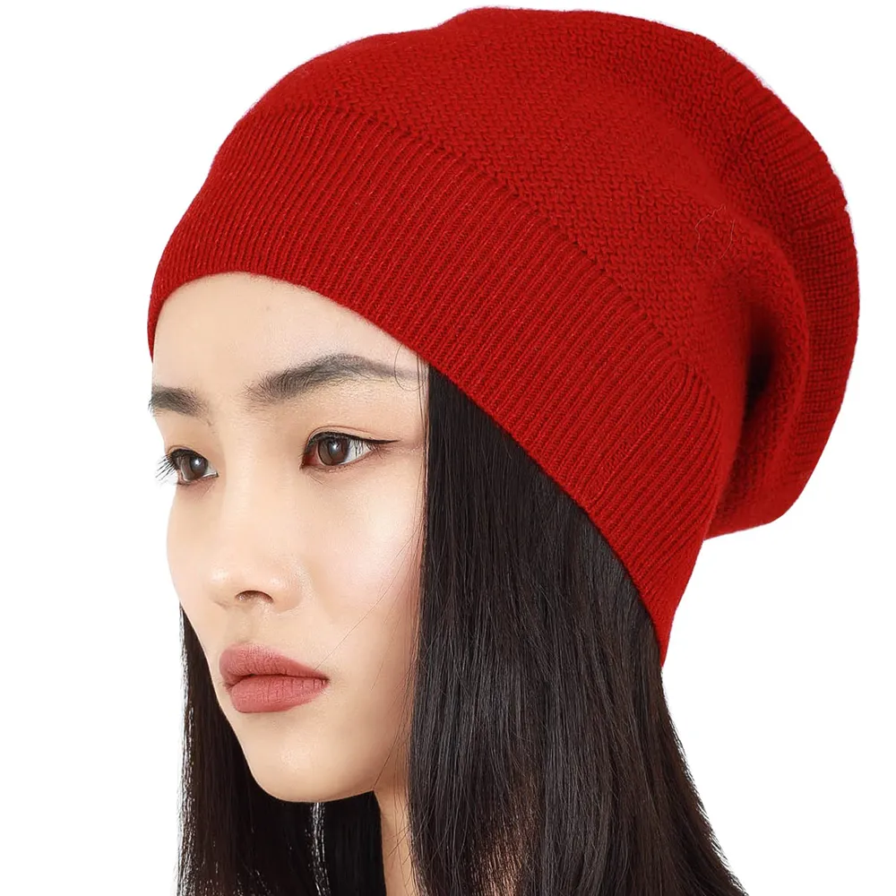 100% Cashmere Beanie for Women in a Gift Box, Oversized Women Beanie Hat