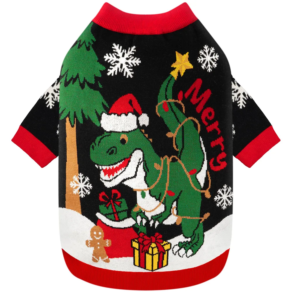 Knitwear Christmas Dog Sweater Cute Snowman Pattern Pet Clothing for Winter Holiday Apparel