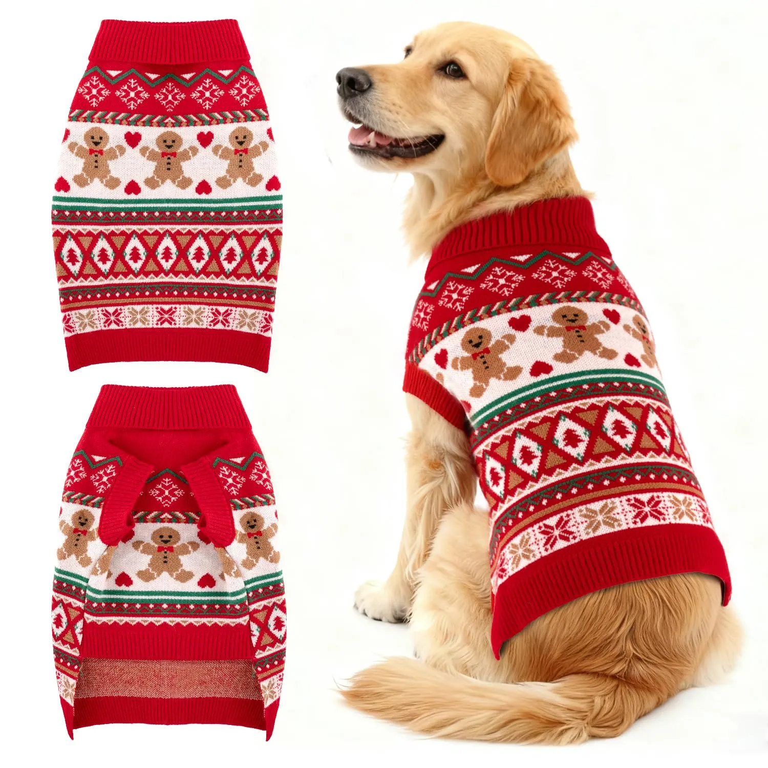 Dog Sweater Christmas Knitwear Nordic Pattern Pet Clothing for Holiday Season