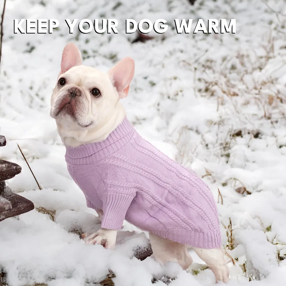 Knitted Sweater for Dogs Cozy Cable Pattern Pet Apparel Winter Wear