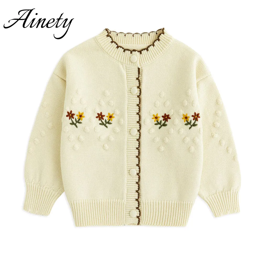 Pure Cotton Sweater Kids Knitwear Baby Cardigan Sweater Embroidered Strawberry Knit Sweater