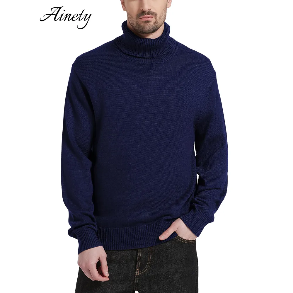 Men Knitwear Wool Sweater Turtleneck Sweater Mid Weight Pullover Sweater