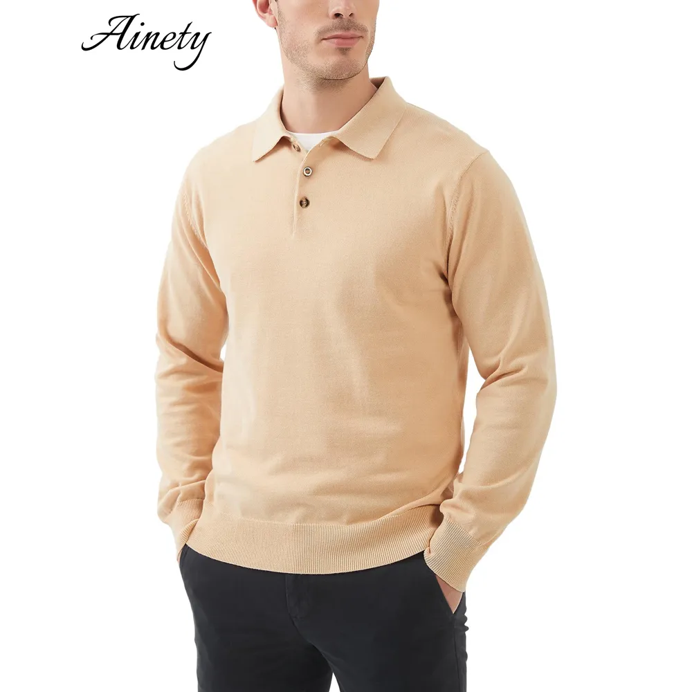 Customizable Men Clothing Cotton Knitted Sweater Button Front Relaxed Fit Casual Wear