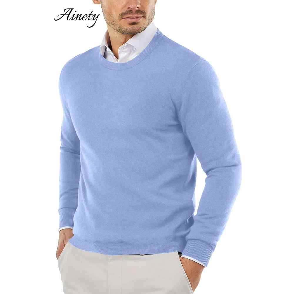 Chic Men Sweater Crewneck Knitted Pullover Sweater Lightweight Slim Fit Clothing
