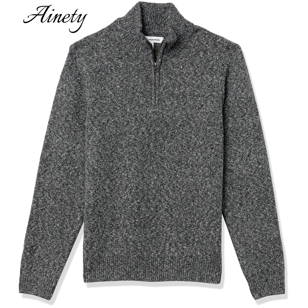 Cozy Knitwear Men Cotton Sweater Long Clothing Quarter Zip Sleeve Garment Pullover Sweater