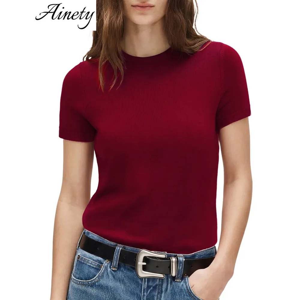 Women's Customise Silk Cashmere Blend Crew Neck Knitted Sweater Women Knitwear Garment