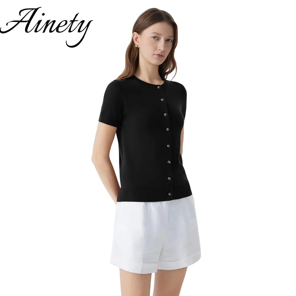 Women's Knitwear Silk Cashmere Blend Cardigan Knitted Sweater Button Up Women Sweater Garment
