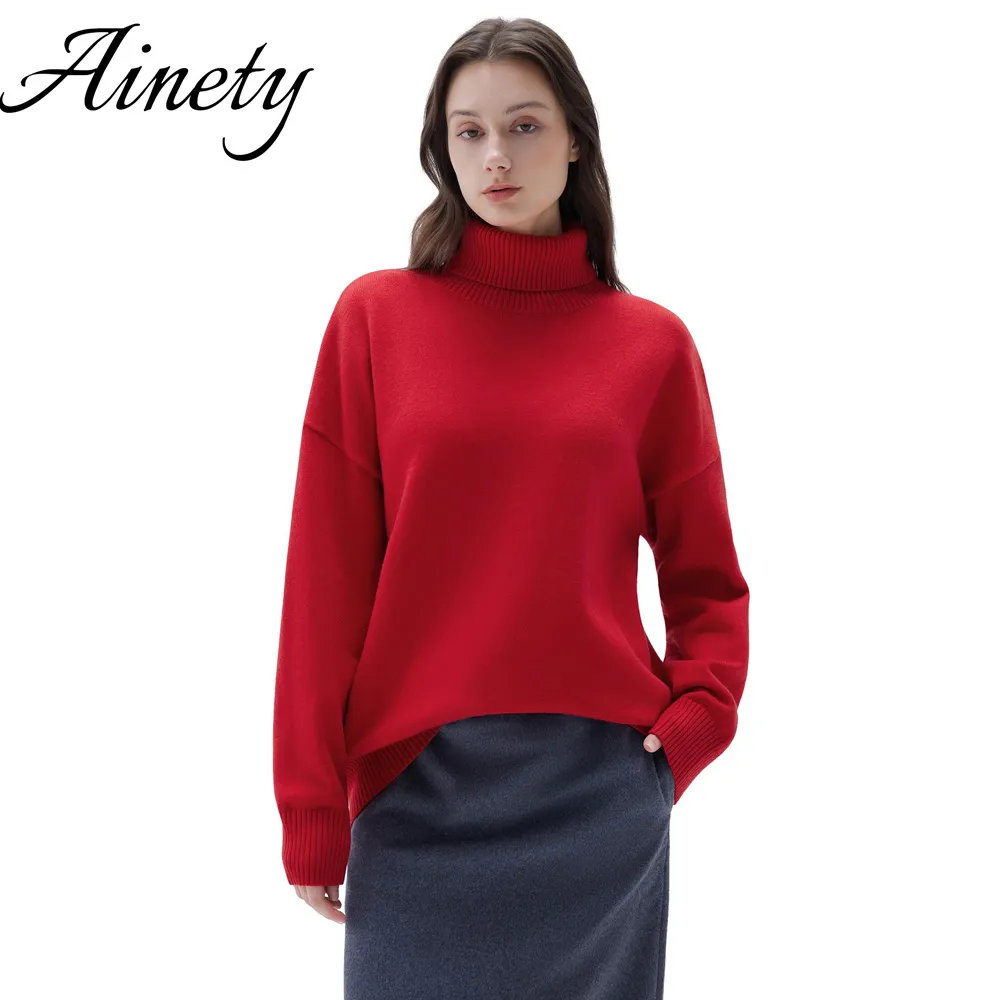 Women's Customise Cashmere Sweater Women's Turtleneck Oversized Pullover Knitted Sweater Winter Wear