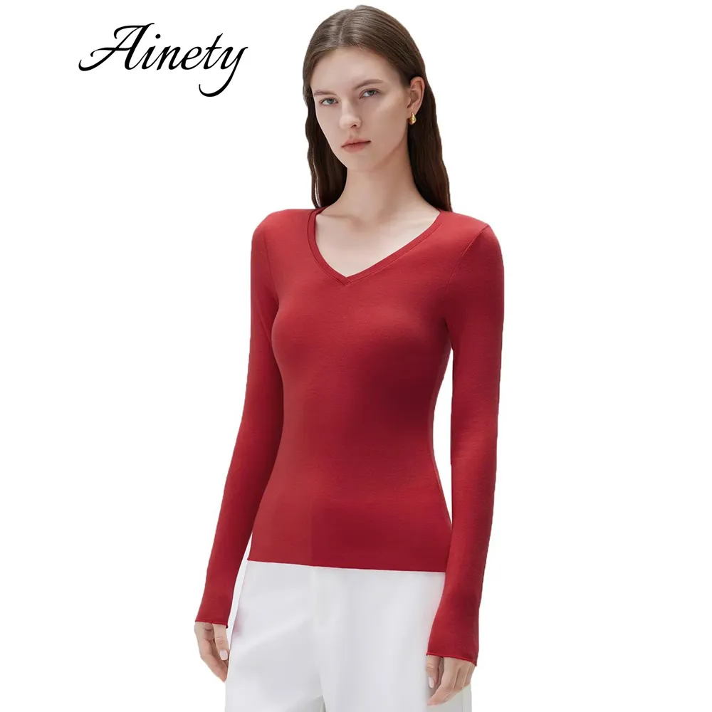 Slim Fit Women's Sweater Cashmere V Neck Fitted Knitwear Top Knitted Sweater Clothing