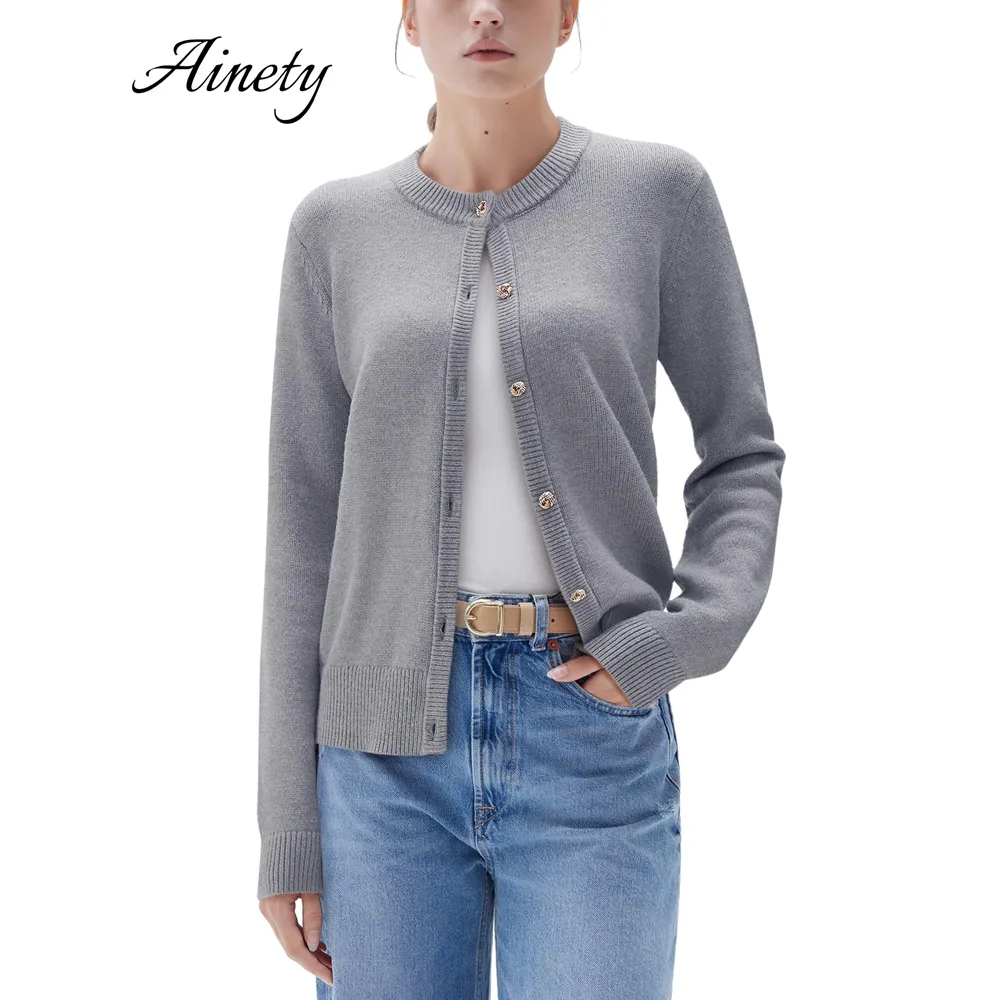 Classic Women's Sweater Cashmere Blend Chunky Knit Button Up Cardigan
