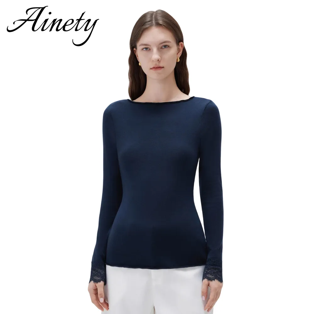 Women's V Neck Lace Women's Sweater Cashmere Sweatshirt Knitwear Top