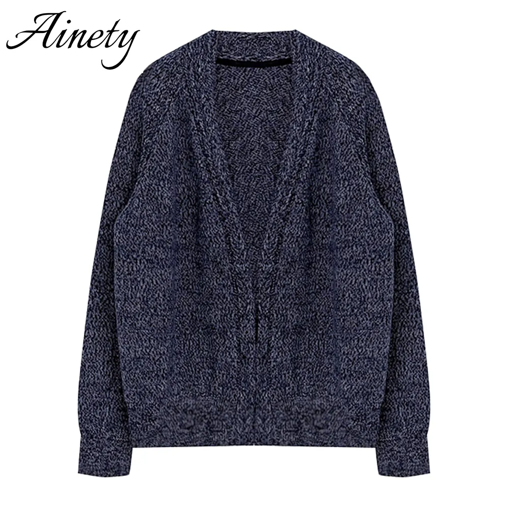 Luxury Knitwear Women 100% Cashmere Cardigan Sweater Deep V Neck Relaxed Fit Winter Layering