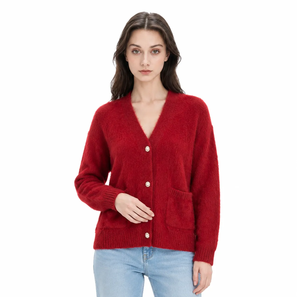 Classic Women’s Knitted Cardigan 96.9% Cashmere Blend Relaxed Autumn Winter Style