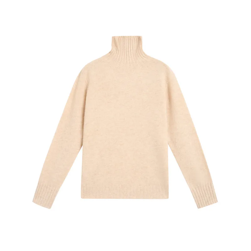 Women's Turtleneck Knit Sweater Long Sleeve Relaxed Fit Pullover Top