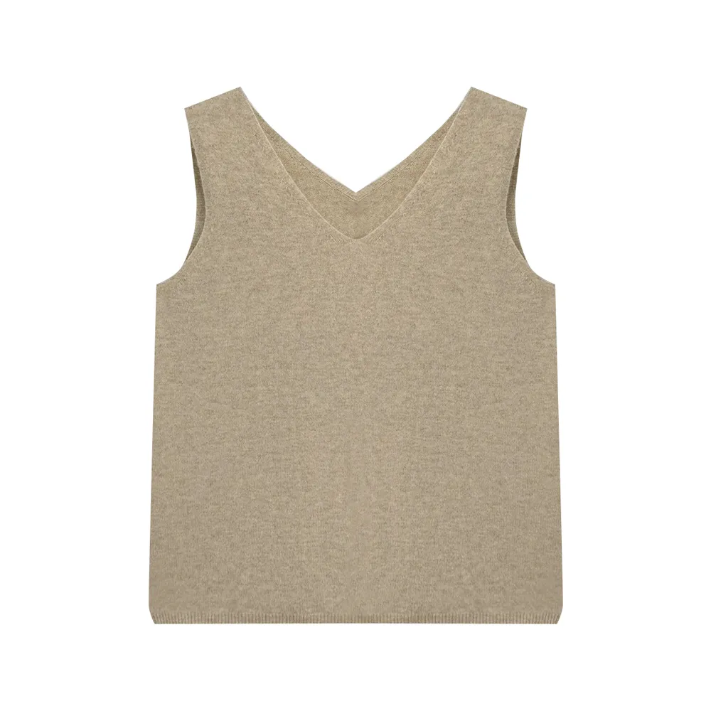 Women's 100% Wool Knitwear V Neck Sleeveless Pullover Sweater Vest