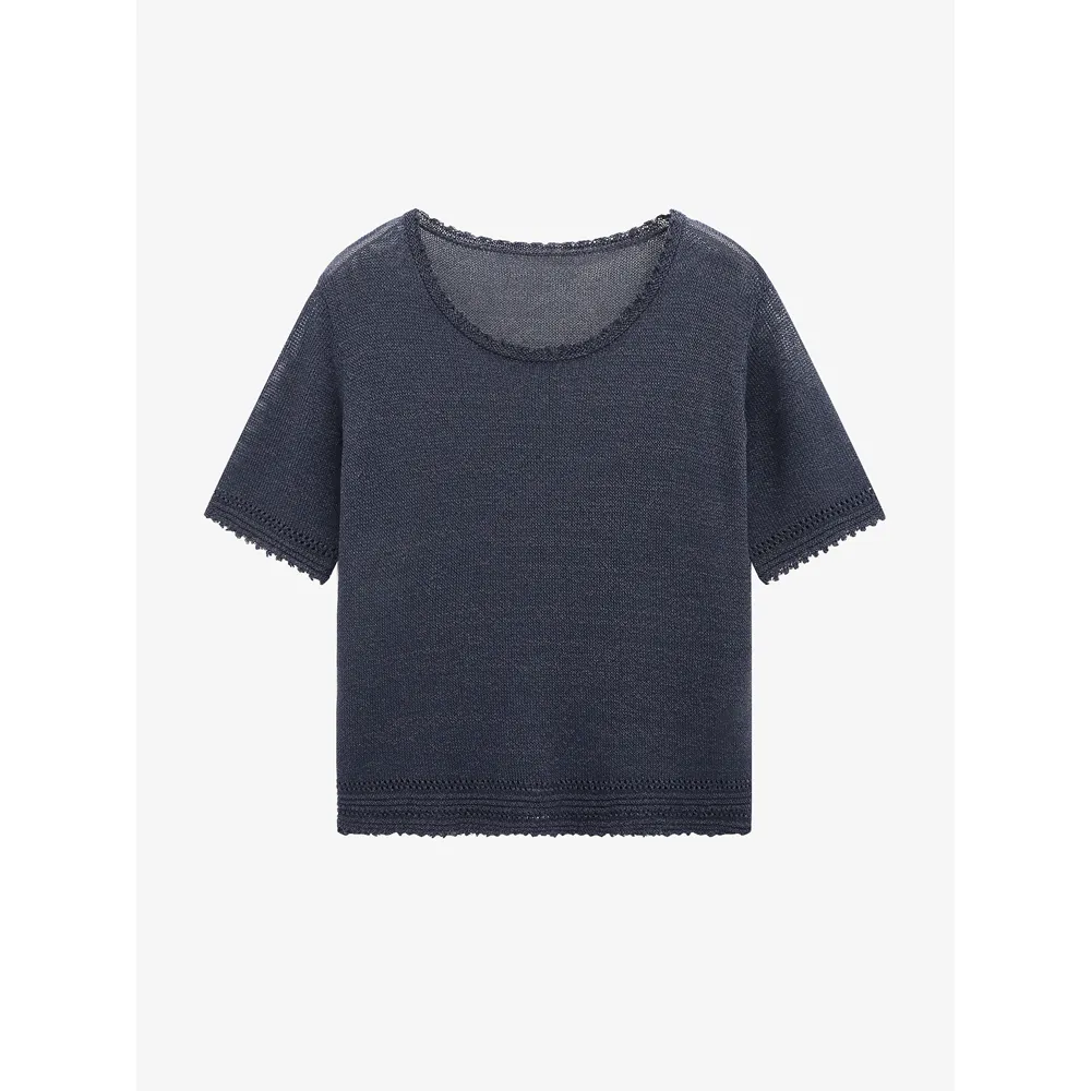 Direct Factory Women Knitwear Scoop Neck Short Sleeve Pullover Sweater