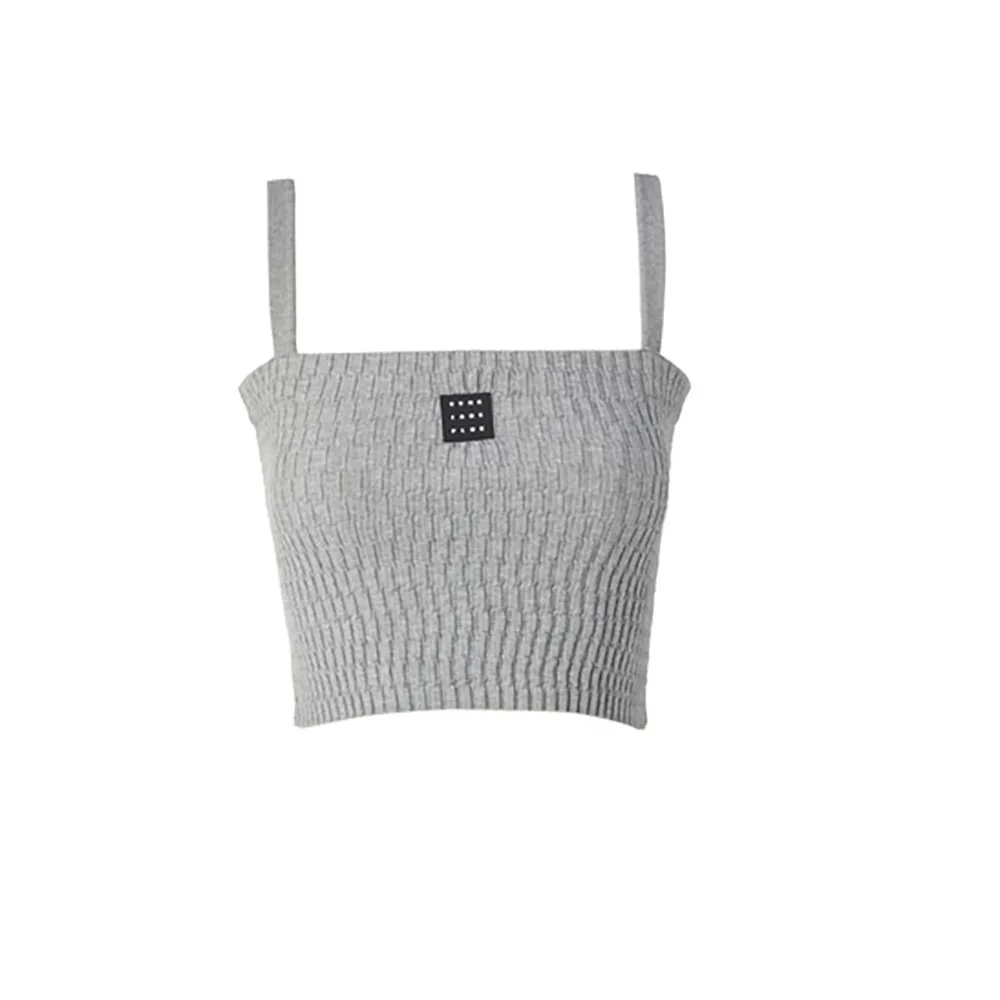 Women's Lyocell Knitwear Ribbed Camisole Square Neck Sleeveless Cropped Sweater Top